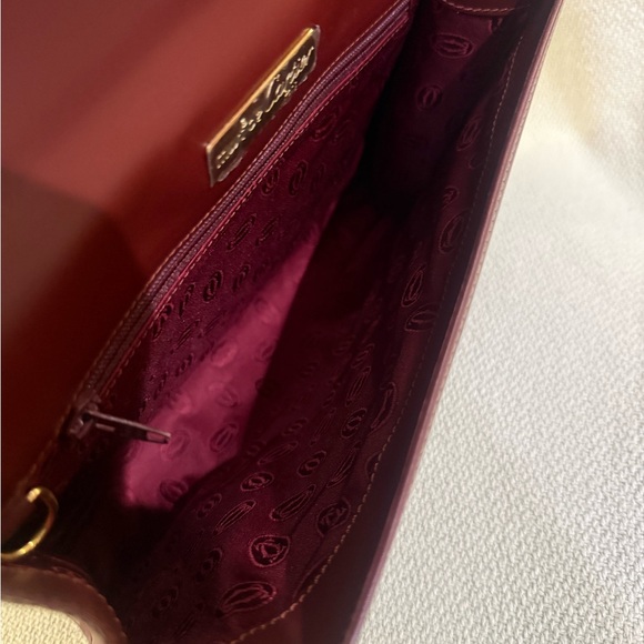 Cartier Burgundy Leather Clutch with After Market Gold Chain and Original Card - Picture 7 of 11